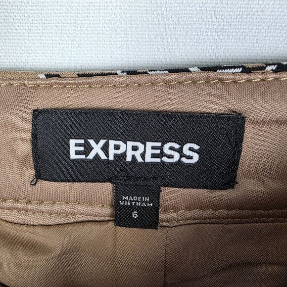 Express A Line Plaid Mini Skirt Tan Brown Twee Preppy Clueless Size 6 Academia - Picture 6 of 7